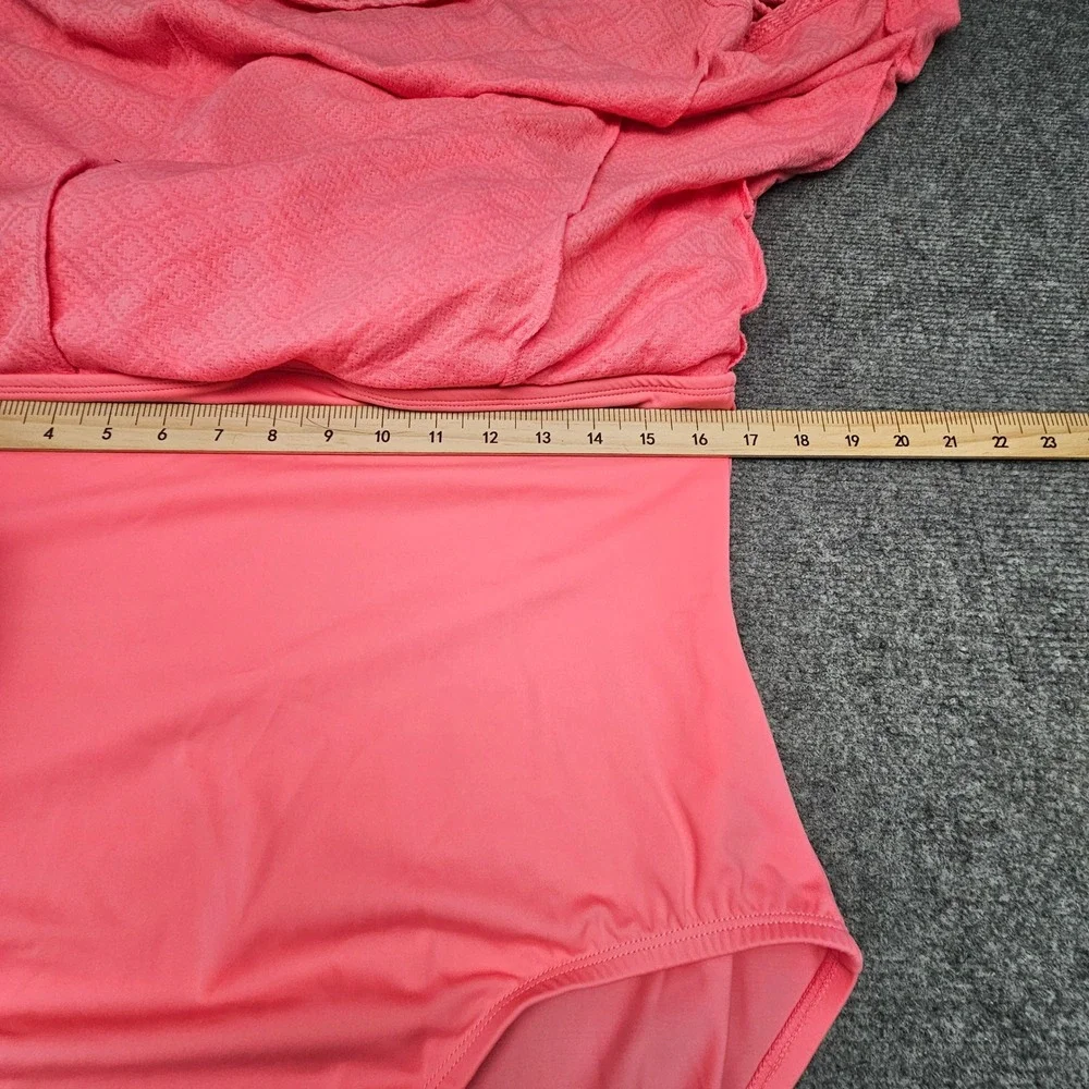 Swim Solutions Swim Dress Womens 18 Guava Pink Bow Front Tummy Control New - Picture 6 of 10